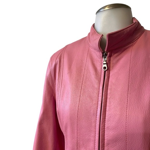 WILSONS LEATHER MAXIMA / SZ L / PINK LEATHER JACKET / EUC - Picture 4 of 10